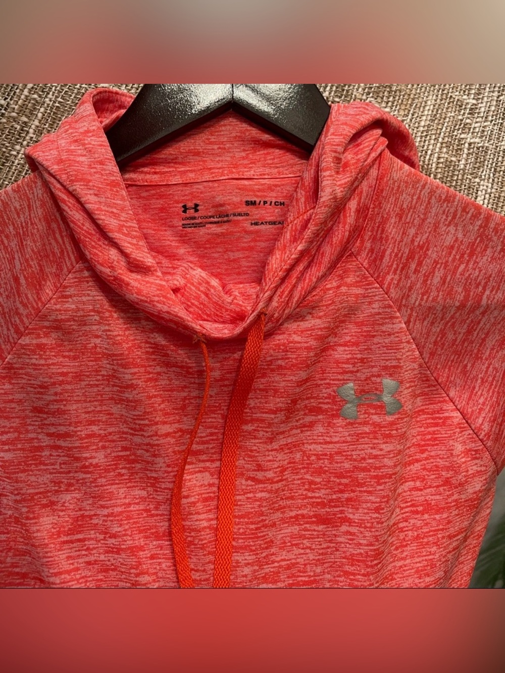 Under Armour HeatGear Tech Twist Hoodie 2.0 Women’s Orange Long Sleeve Pullover - Picture 9 of 11